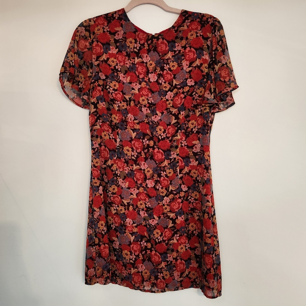 House Of Harlow Floral Red and Black Dress